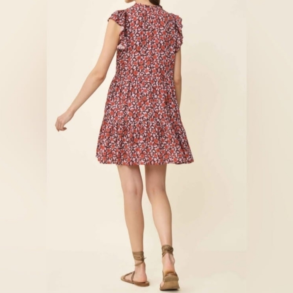 Omika Wilora Mini Dress Felice Orchid Sz Small Anthropologie Floral Cottage Core - Picture 3 of 15